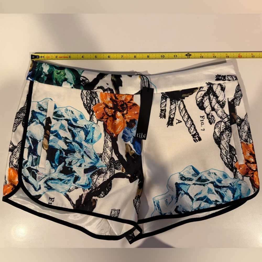 NWT Tibi Multicolor Silk Printed Shorts